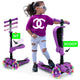 Scootkid 3-Wheel Kids Scooter - Child & Toddler Toy Scooter With Built-In Led Wheel Lights, Fold-Out Comfort Seat (Ages 1+) (Purple)