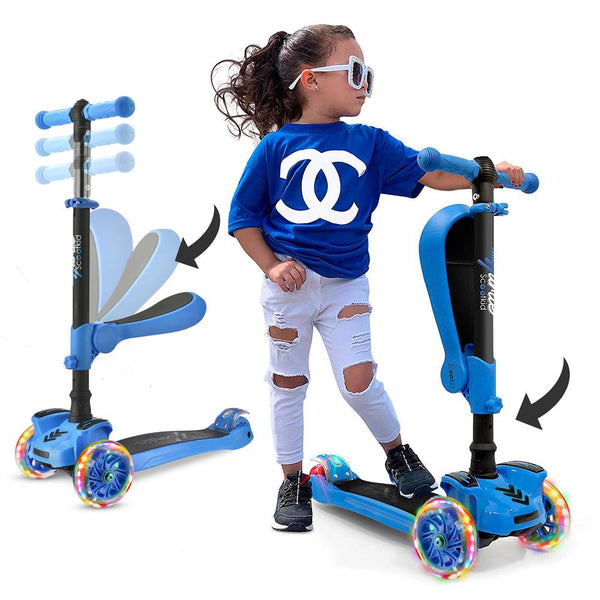 Scootkid 3-Wheel Kids Scooter - Child & Toddler Toy Scooter With Built-In Led Wheel Lights, Fold-Out Comfort Seat (Ages 1+)