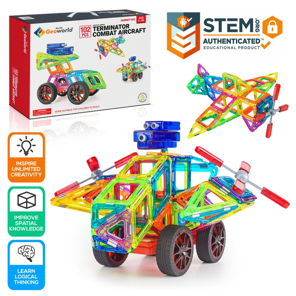 Deluxe Magnetic Building Blocks - Educational Magnet Tiles Kit With Car Accessories, Magnetic Construction Shapes, Safe And Durable Toy Set For Kids (102 Pcs.)